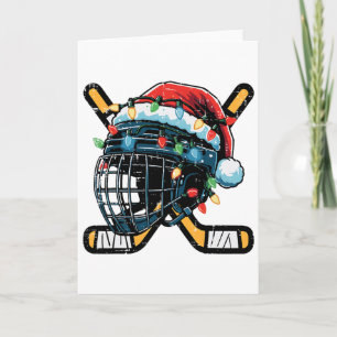 Christmas Ice Hockey Helmet Santa Xmas Men Boys Ki Card