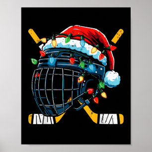 Christmas Ice Hockey Helmet Santa Xmas Men Boys Ki Poster
