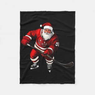 Christmas Ice Hockey Player  Fleece Blanket
