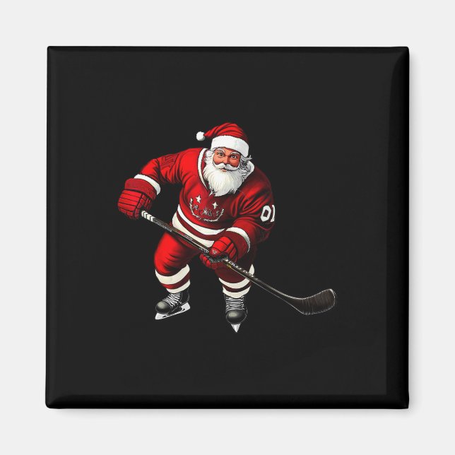 Christmas Ice Hockey Player  Magnet (Front)