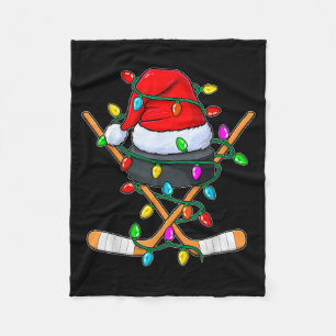 Christmas Ice Hockey Player Santa Hat Xmas Men Boy Fleece Blanket