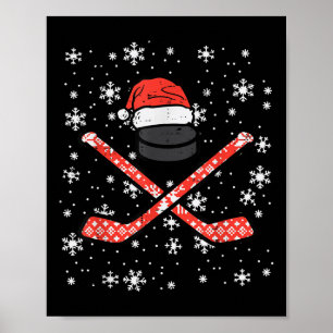 Christmas Ice Hockey Sticks Puck Xmas Sports Men B Poster