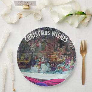 Christmas Ice Skaters Winter Theme Paper Plate