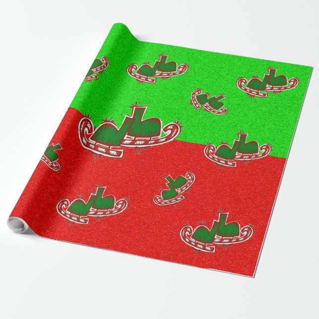 Christmas Ice Skates - Wrapping Paper (Unrolled)