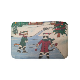 Christmas Ice Skating Bath Mat