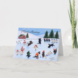 Christmas Ice Skating Labradors Holiday Card