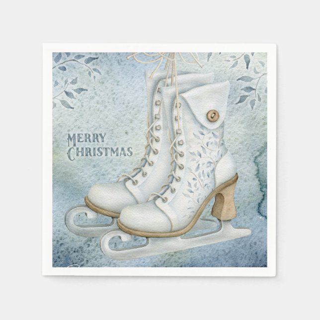 Christmas ice skating napkin (Front)