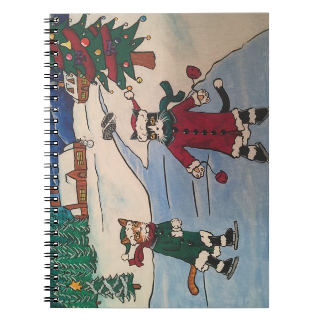 Christmas Ice Skating Spiral Notebook (Front)