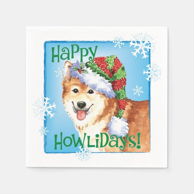 Christmas Icelandic Sheepdog Napkin (Front)