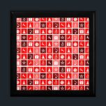 Christmas Icon Red Squares Holiday Art Classic Gift Box<br><div class="desc">A cute christmas pattern with decorations of a christmas tree,  reindeer,  presents,  stars,  and a christmas ball.</div>