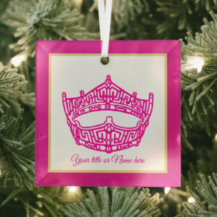 Christmas Iconic American Pageant Crown  Glass Orn Tree Decoration