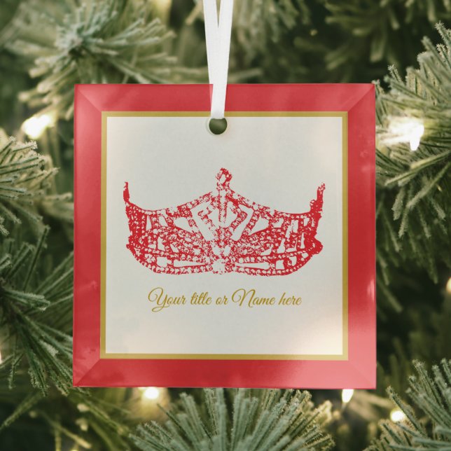 Christmas Iconic American Pageant Crown  Glass Tree Decoration (Insitu)
