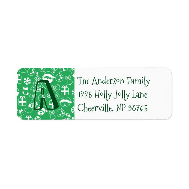Christmas Icons Green Santa Elf Snowman Monogram (Front)