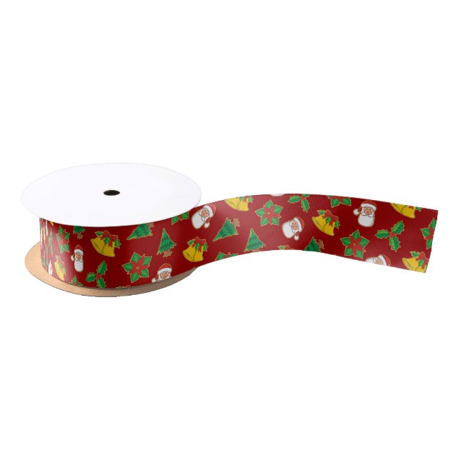 Christmas Icons Pattern Satin Ribbon (Spool)