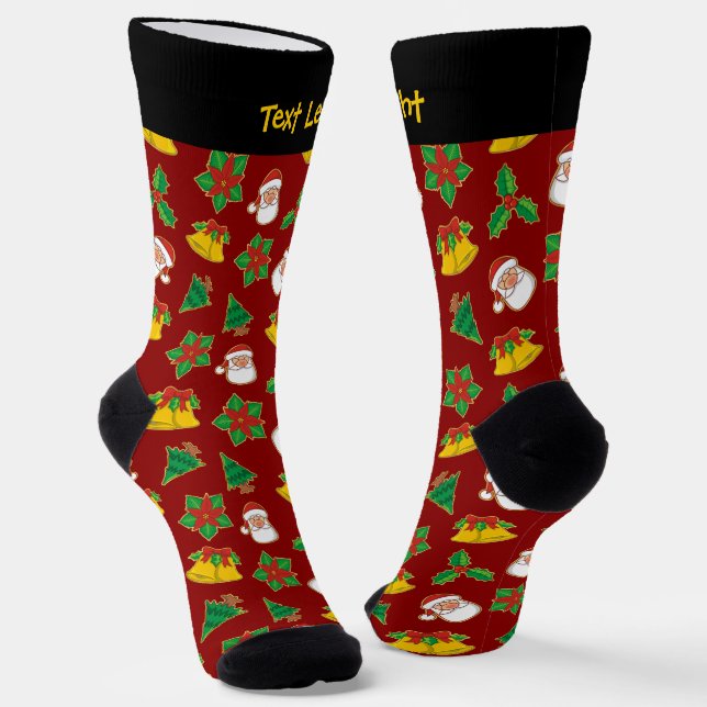 Christmas Icons Pattern Socks (Angled)