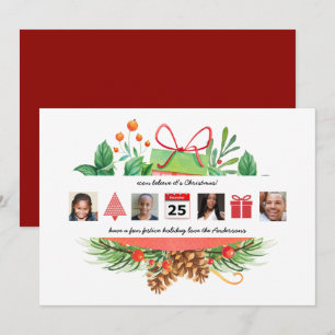 Christmas ICONS Photo Collage Modern Wreath Invitation