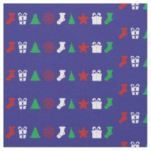 Christmas Icons (Tri-Colour) Fabric