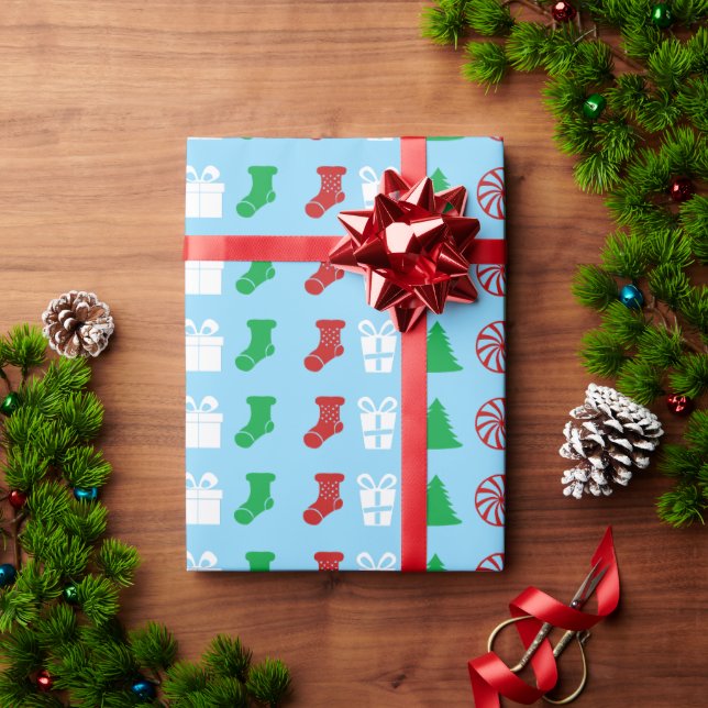 Christmas Icons (Tri-Colour) Wrapping Paper (Holiday Gift)