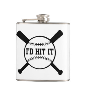 Christmas I'd hit it xmas baseball Hip Flask