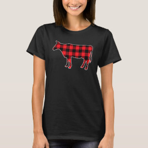 Christmas Idea Cow Red Plaid Family Matching T-Shirt