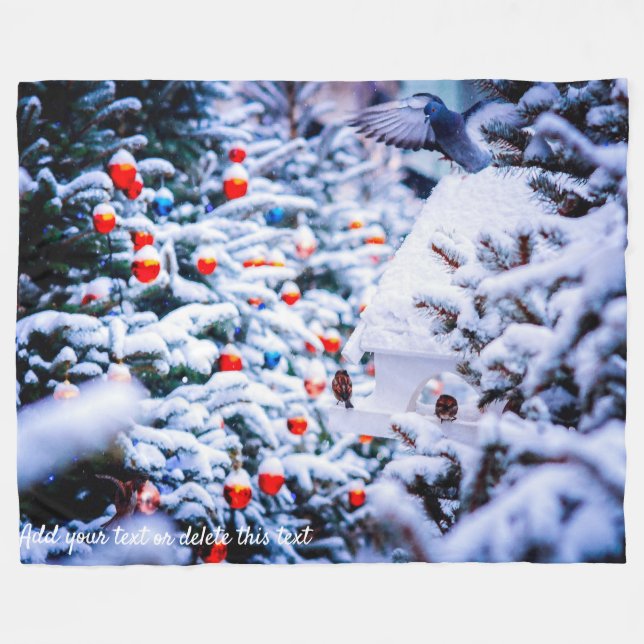 Christmas Idyll customisable Fleece Blanket (Front (Horizontal))