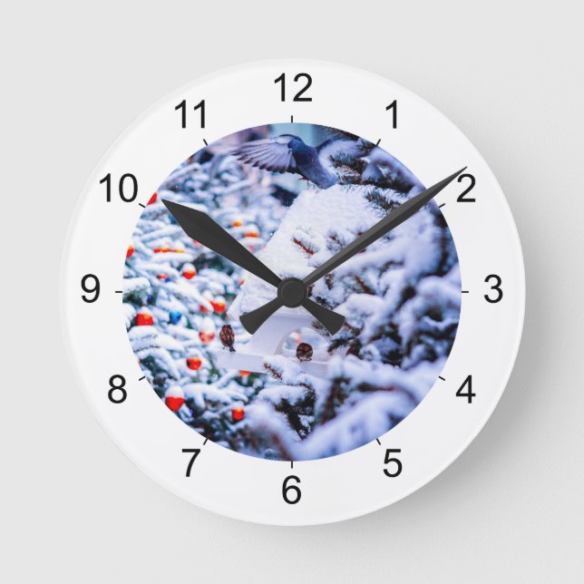 Christmas Idyll customisable Round Clock (Front)