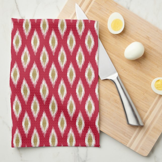 Christmas Ikat  Tea Towel (Quarter Fold)