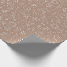 Christmas illustrated Brown Wrapping Paper