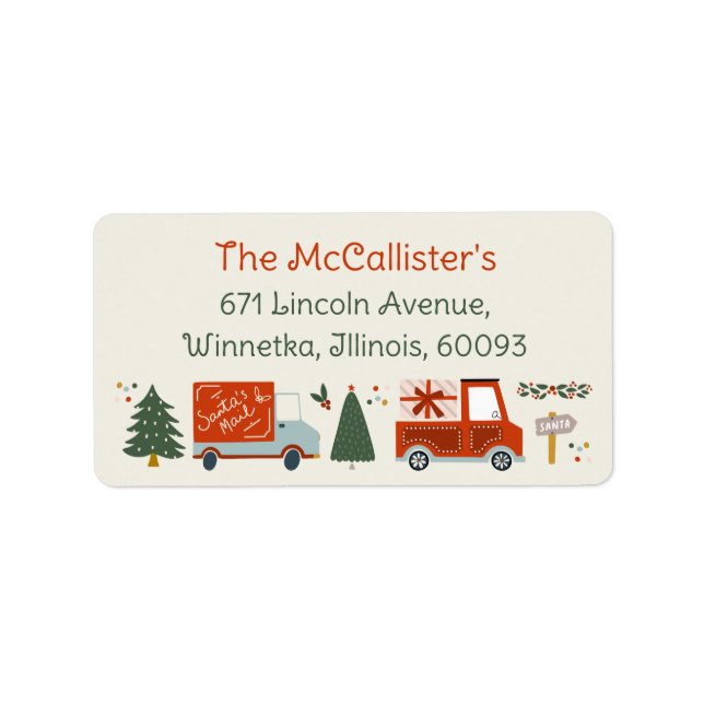 Christmas Illustratio Holiday Return Address Label (Front)