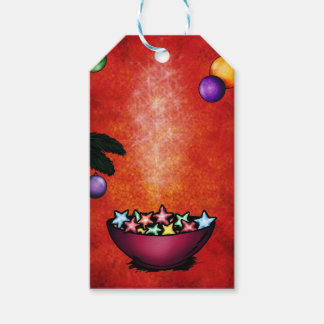 christmas illustration bowl star shaped cookies gift tags