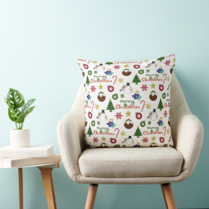Christmas Illustration Mix Pattern Cushion