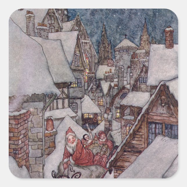 Christmas illustrations square sticker (Front)