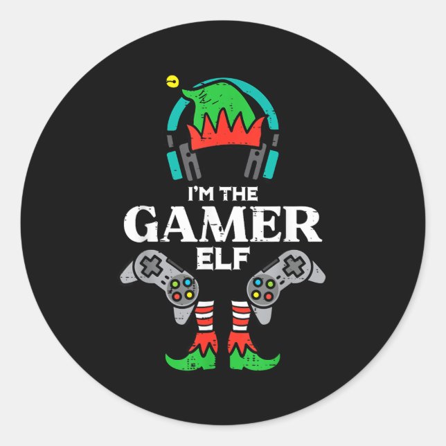 Christmas Im Gamer Elf Cute Xmas Gaming Boys Kids  Classic Round Sticker (Front)