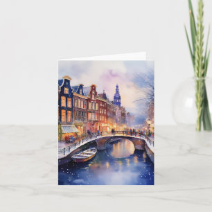 Christmas in Amsterdam Watercolor Card