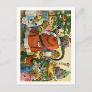 Christmas In Animal Land Holiday Postcard