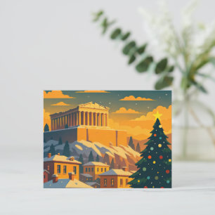 Christmas in Athens – Festive Greece Holiday Scene Postcard