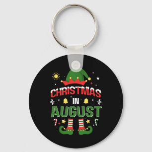 Christmas In August Funny Elf For Summer Xmas Key Ring
