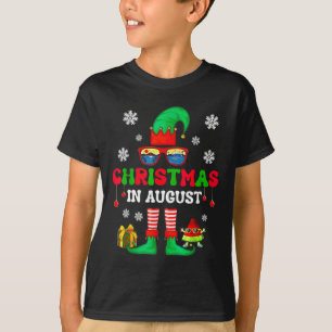 Christmas In August Funny Elf For Summer Xmas Men  T-Shirt