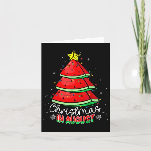 Christmas In August Funny Watermelon Xmas Tree  Card (Front)