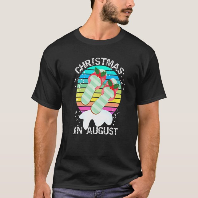 Christmas In August Mistletoe Sandals Summer Sunse T-Shirt (Front)