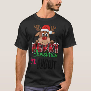 Christmas In August Pink Flamingo in Santa Hat Sum T-Shirt