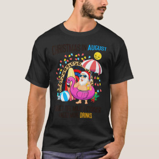 Christmas In August Rainbow Flamingo Santa I Need T-Shirt