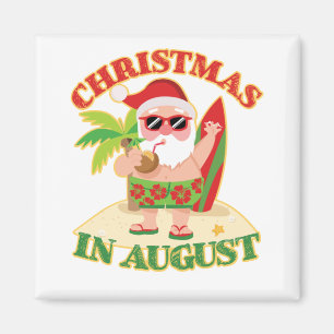 Christmas In August Santa Beach Surfboard Magnet