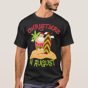 Christmas In August Santa Surfing T-Shirt