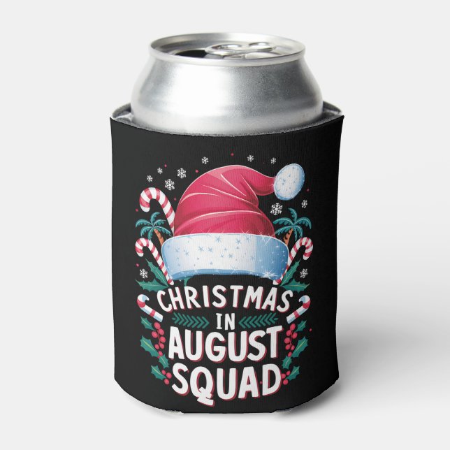 Christmas In August Squad Funny Summer Xmas Can Cooler (Can Front)