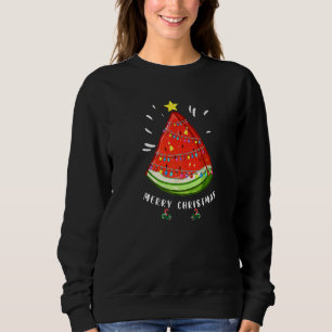 Christmas In August Watermelon Santa Summer Tree Sweatshirt