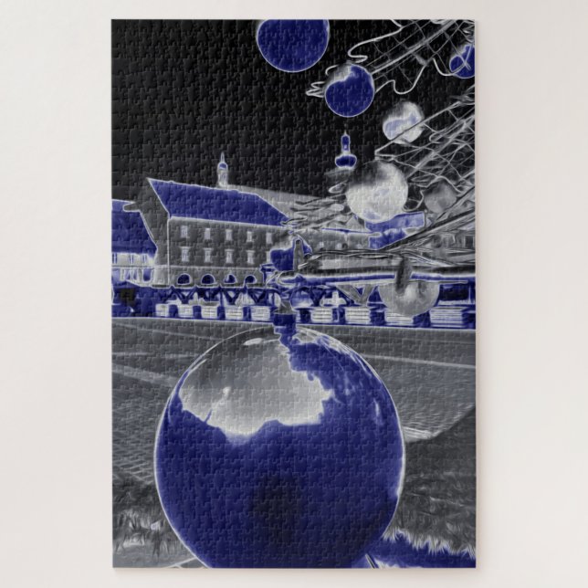Christmas in blue jigsaw puzzle (Vertical)