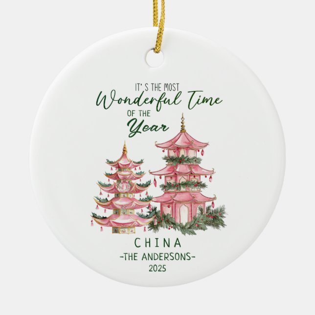 Christmas in China Custom Travel Ceramic Tree Decoration (Front)