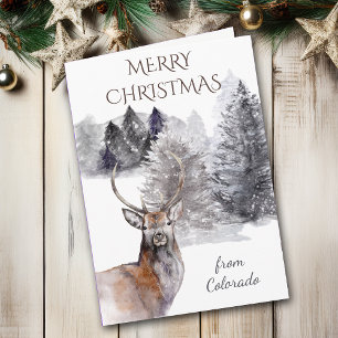 Christmas in Colorado Mountain Deer Holiday Card
