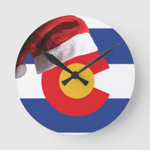Christmas in Colorado Round Clock